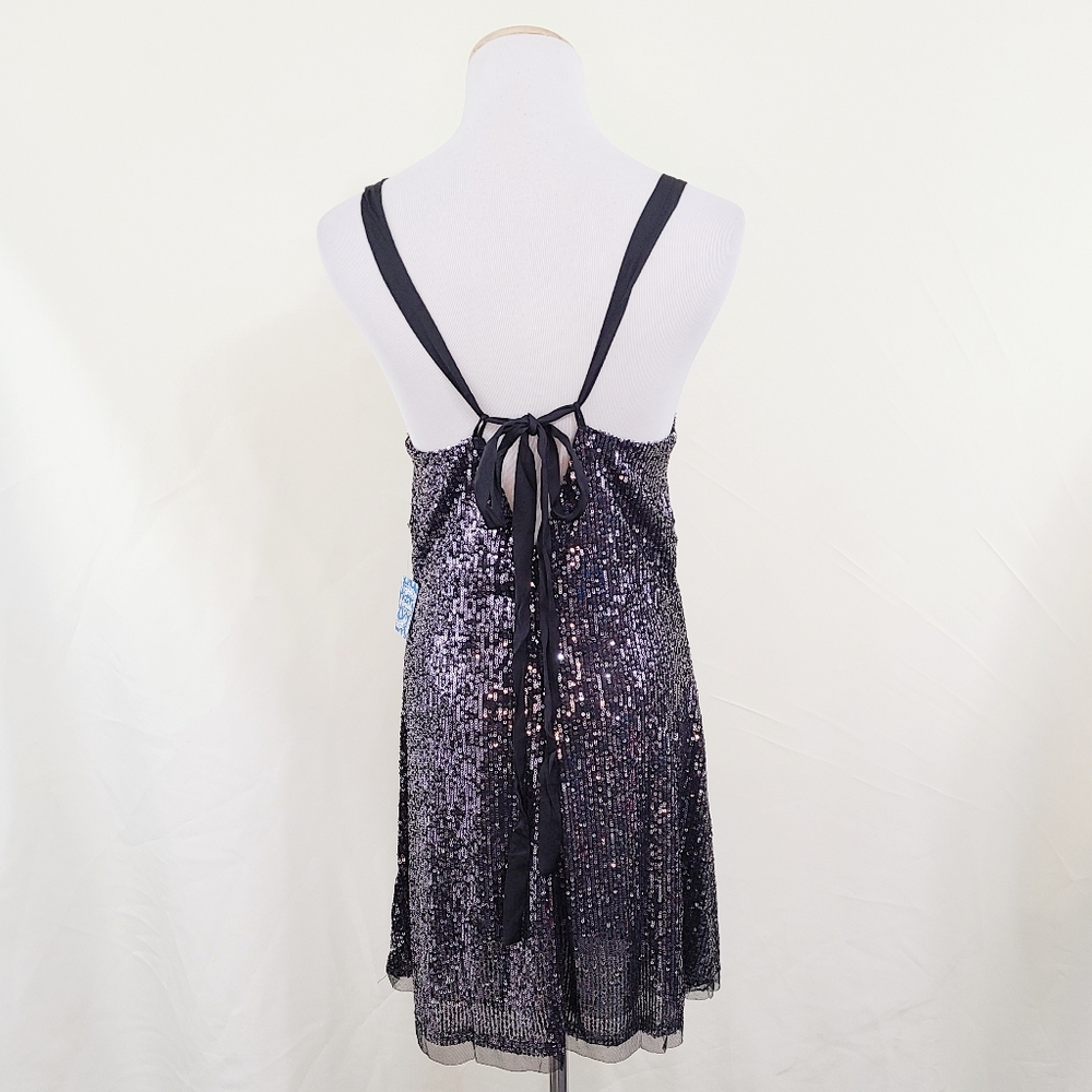 SOLD Free People Gold Rush mini dress black sequin med - Picture 4 of 6